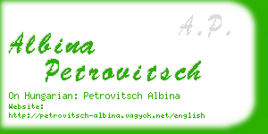 albina petrovitsch business card